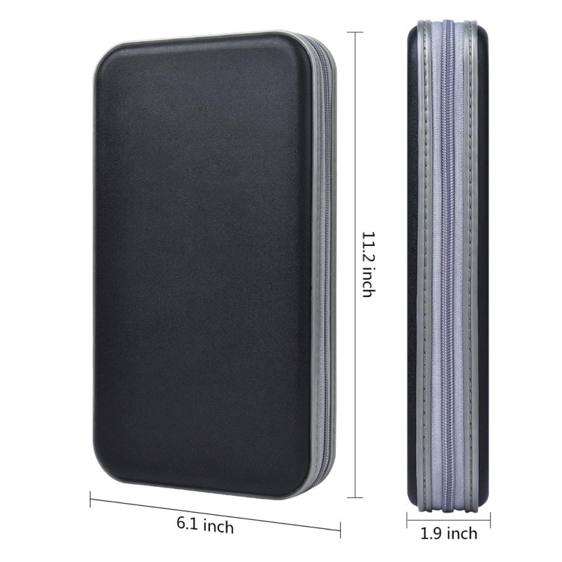 alavisxf xx CD Holder, 72 Capacity CD/DVD Case Holder Portable Wallet Storage Organizer Hard Plastic Protective Storage Holder for Car Travel(72 Capacity, Black 72) - Image 4